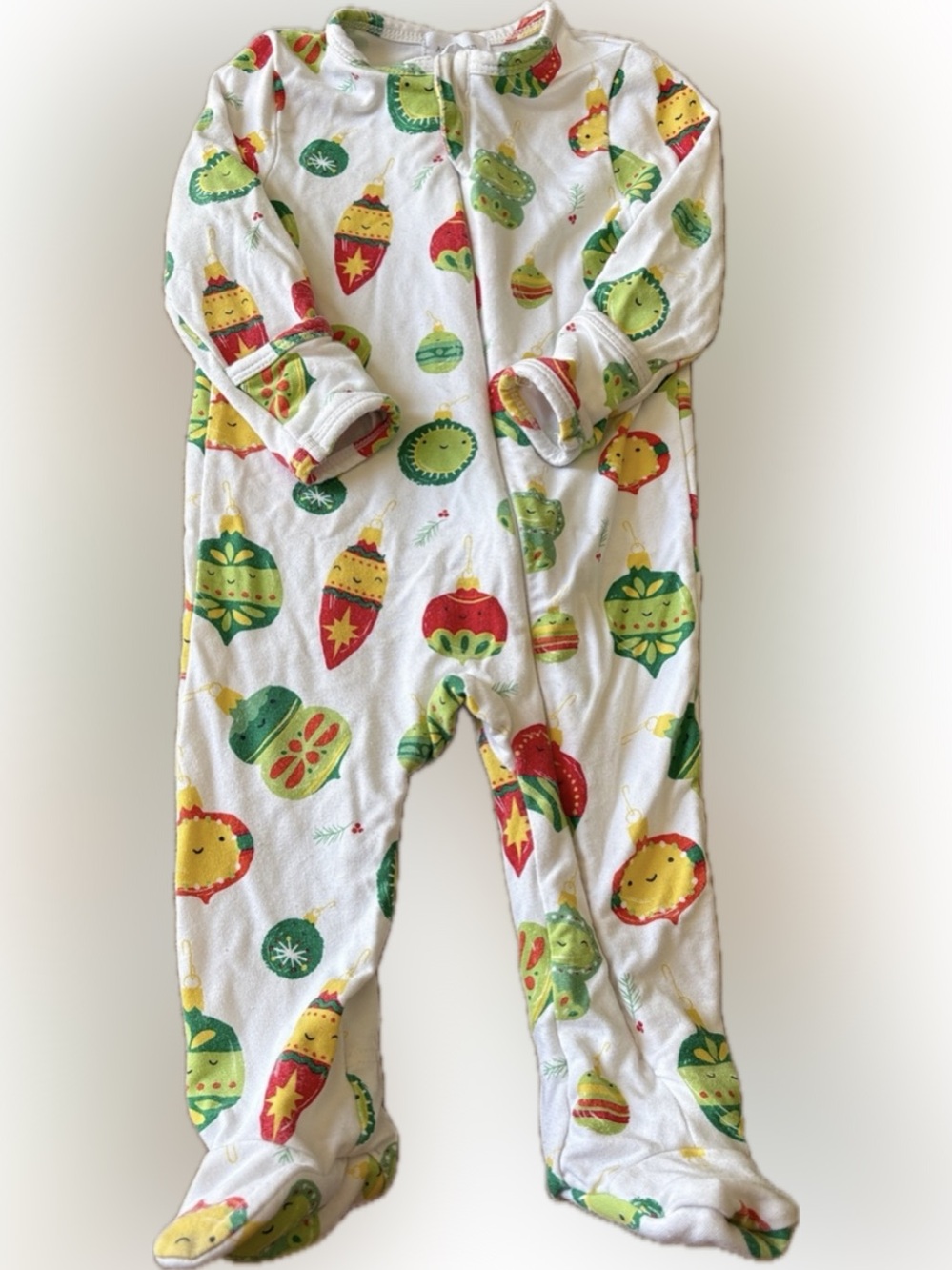 NWOT Angel Dear Kids White Holiday Ornament One-Piece Pajamas